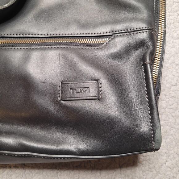 TUMI Harrison Horton Double Zip Black Leather Briefcase Laptop Bag 63002D - Picture 7 of 16